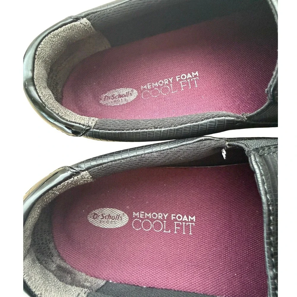 Dr.‎ Scholls Womens Black Snakeskin Embossed Memory Foam Slip On Sneakers 9.5M